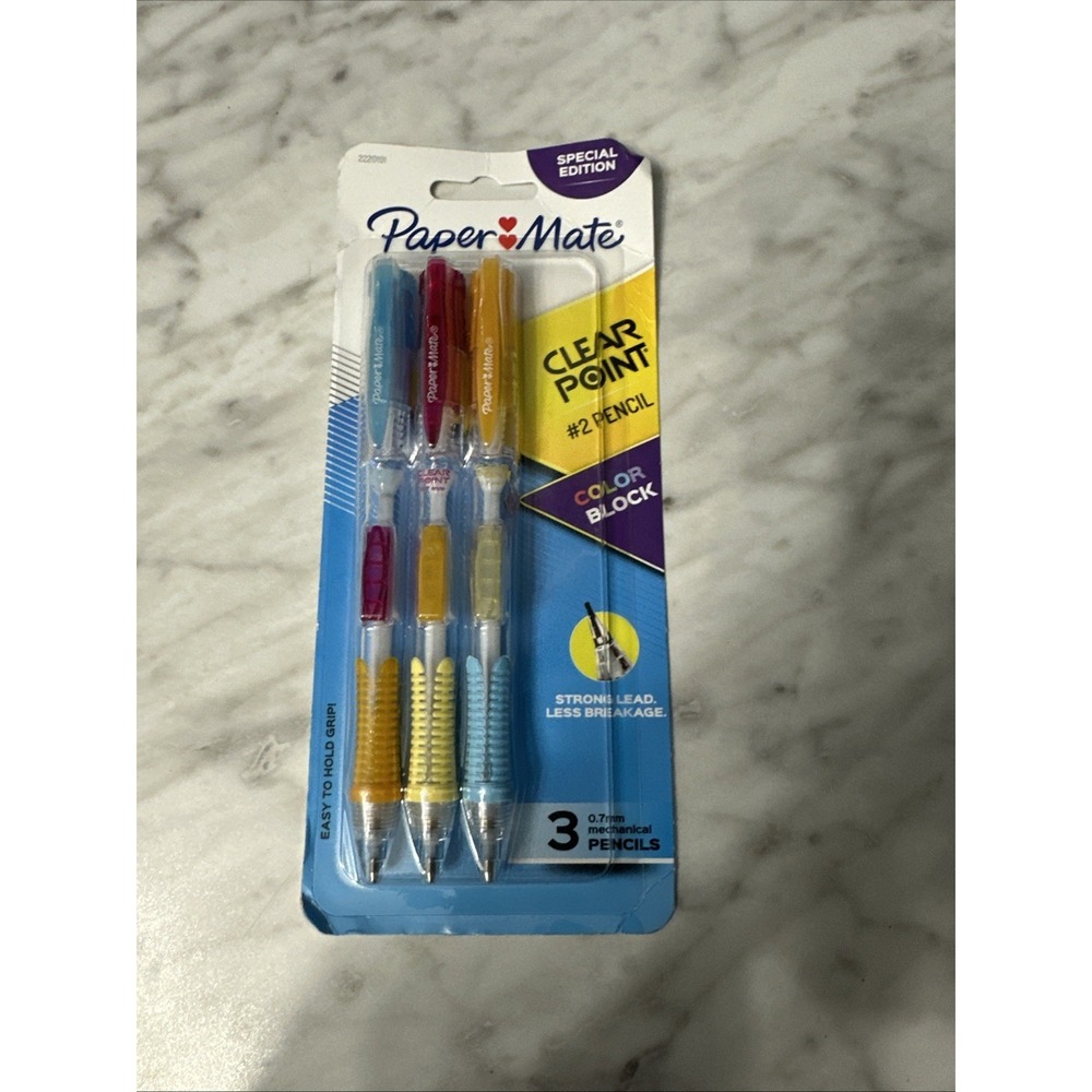 Paper Mate Clear‎ Point Mechanical Pencils, 0.7mm, Assorted, 3-pack